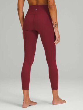 Lululemon Maroon High‎ Rise Wunder Under Crop Leggings